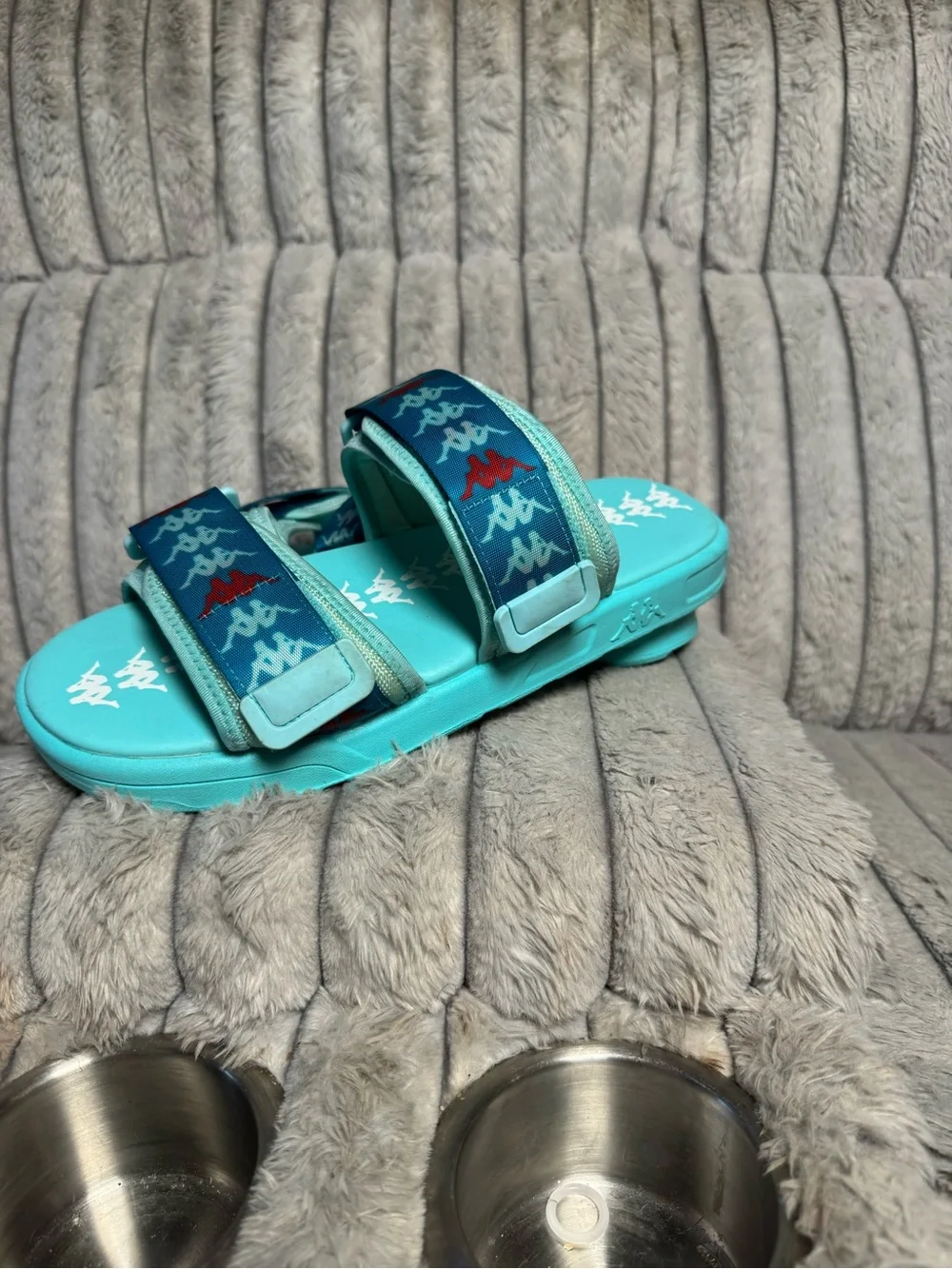 Kappa Aqua Teal Logo-Embossed Slide